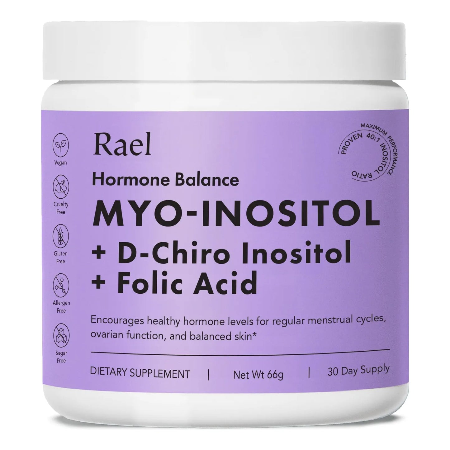 Polvo De Inositol Balance Hormonal Apoyo Función Ovárica Vegano 30 Porciones