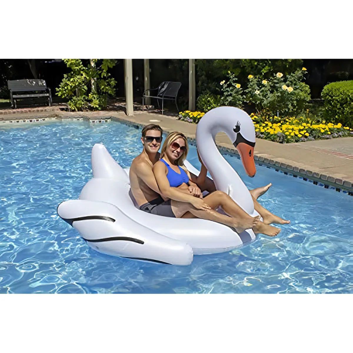 Poolmaster Jumbo Swan Rider Inflable Gigante Para Piscina Diversion Familiar