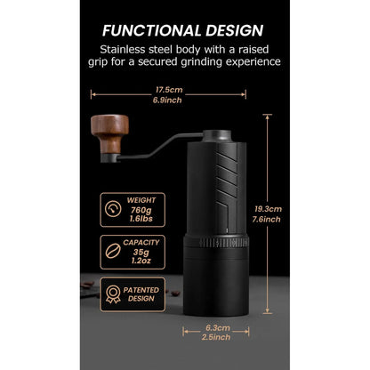 Molinillo De Café Manual O20 20 Niveles Ajuste Acero Inoxidable Titanio Incluye Estuche