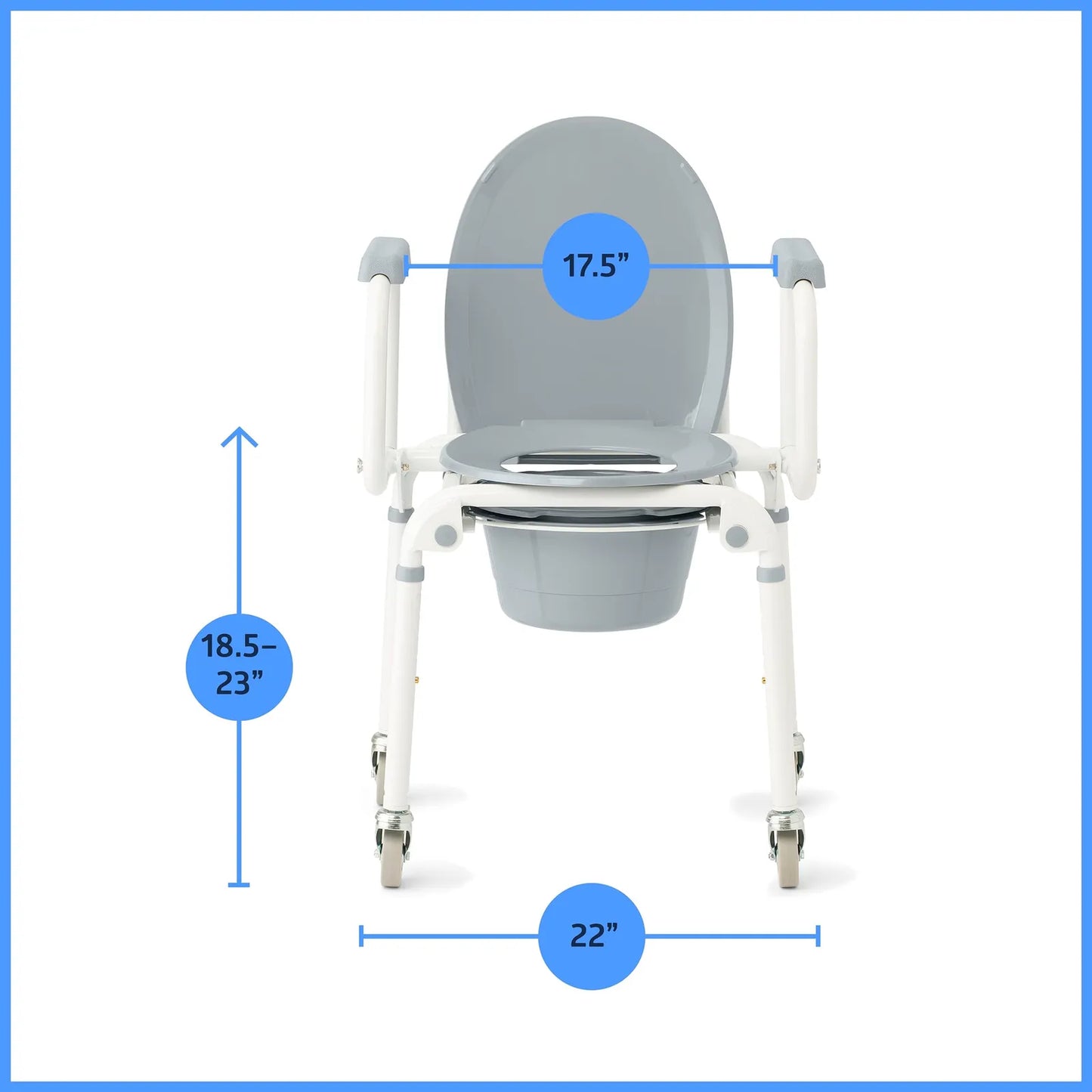 Silla De Baño Aluminio Con Brazos Caídos 4 Ruedas Bloqueo Capacidad 300 Lbs