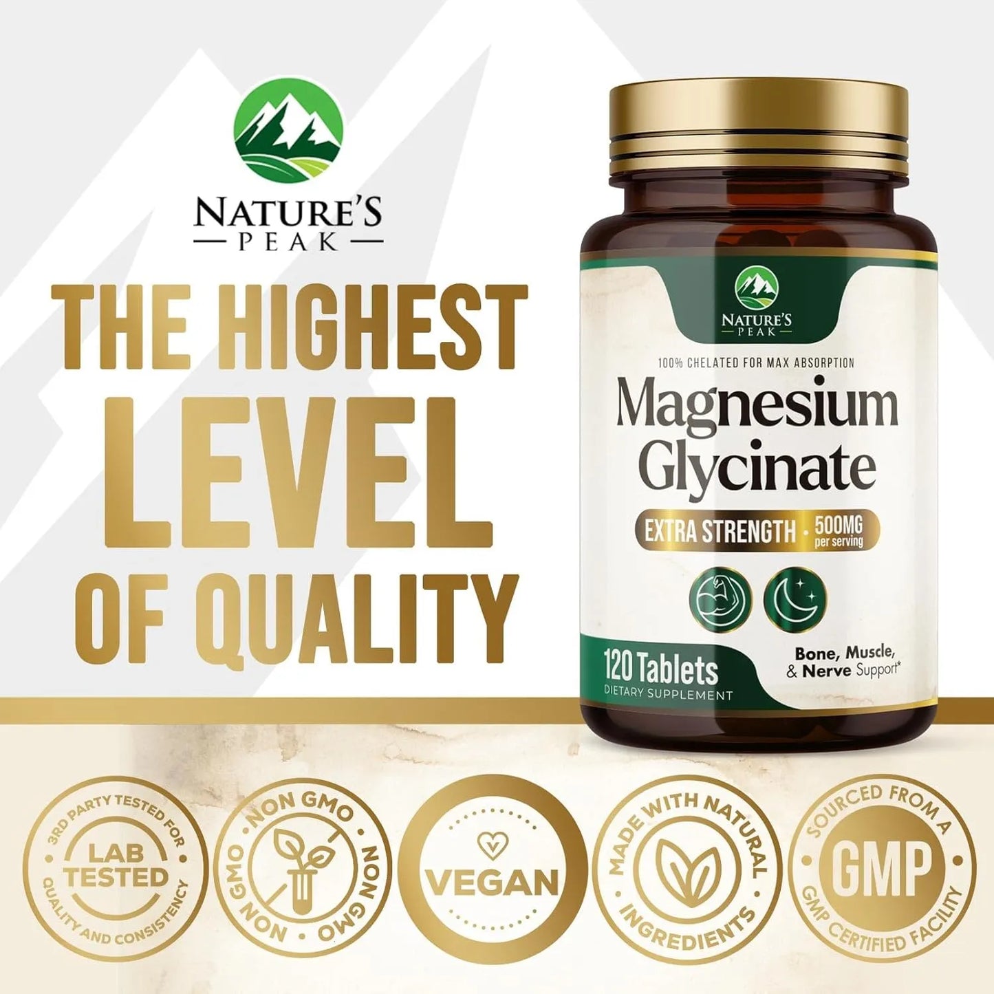 Píldoras De Magnesio 500 Mg Quelatado Absorción Superior Sueño Músculos Corazón