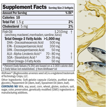 Omega 3 Menta Esencial 180 Capsulas Blandas Aceite Ultra Puro Andrew Lessman