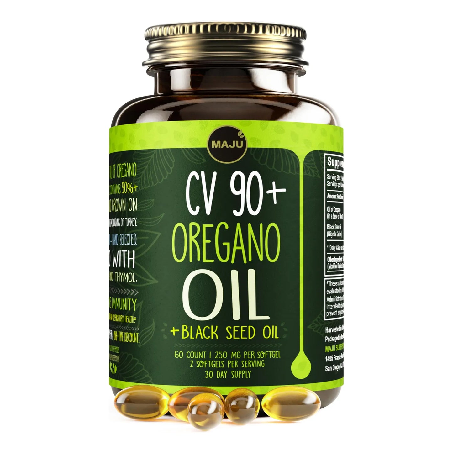 Aceite De Orégano Y Semilla Negra En Cápsulas Fórmula 2 En 1 Con 90 Carvacrol