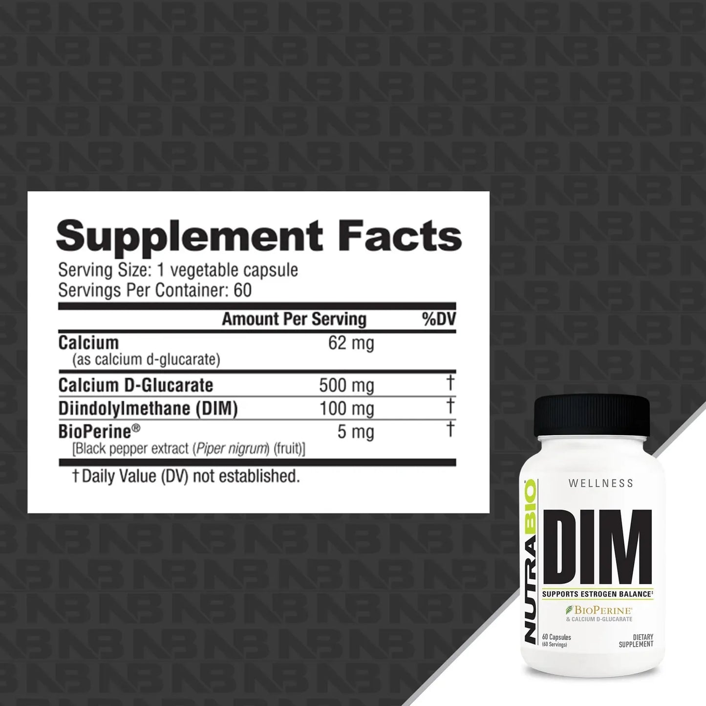 Suplemento DIM 100 Mg 60 Capsulas Equilibrio Hormonal Piel Sana