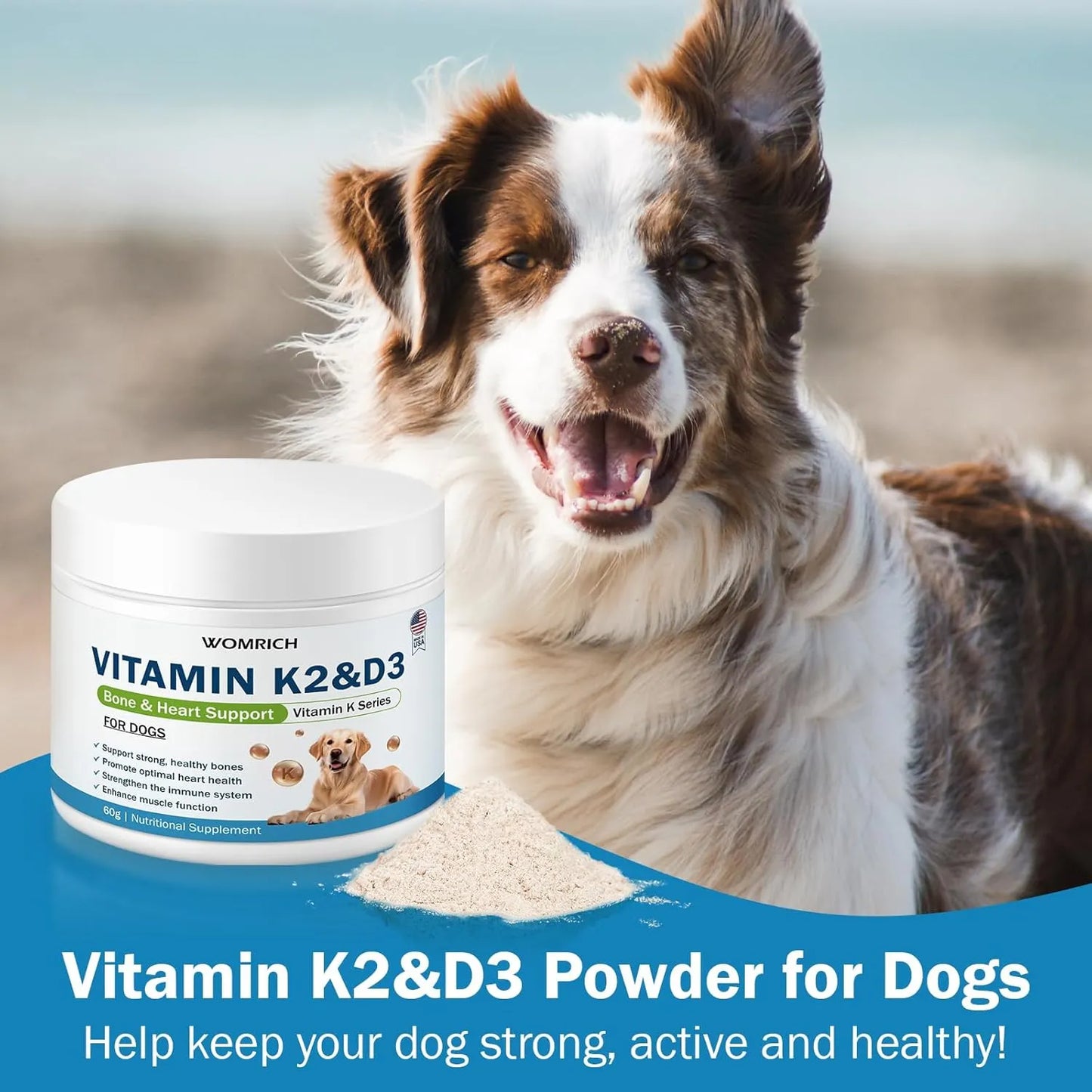 Vitamina K2 Y D3 Para Perros Complejo Vitamínico Huesos Fuertes Y Salud Cardiovascular
