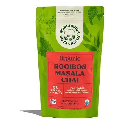 Té Orgánico Rooibos Masala Chai 50 Bolsas Sin Cafeína Digestivo Antioxidante