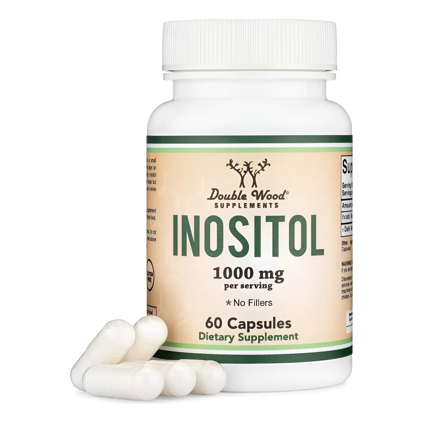 Double Wood Cápsulas Inositol 1000 Mg Apoyo Metabólico Vegano - Imagen 1