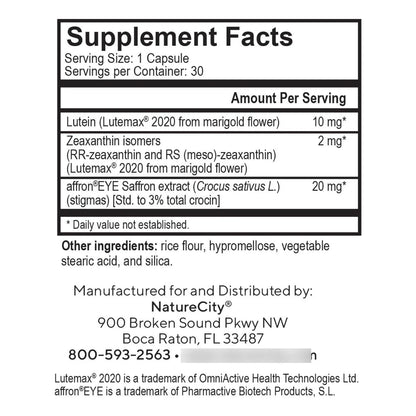 Suplemento True Vision Luteina Y Zeaxantina Con Azafran Para Salud Ocular 30 Capsulas