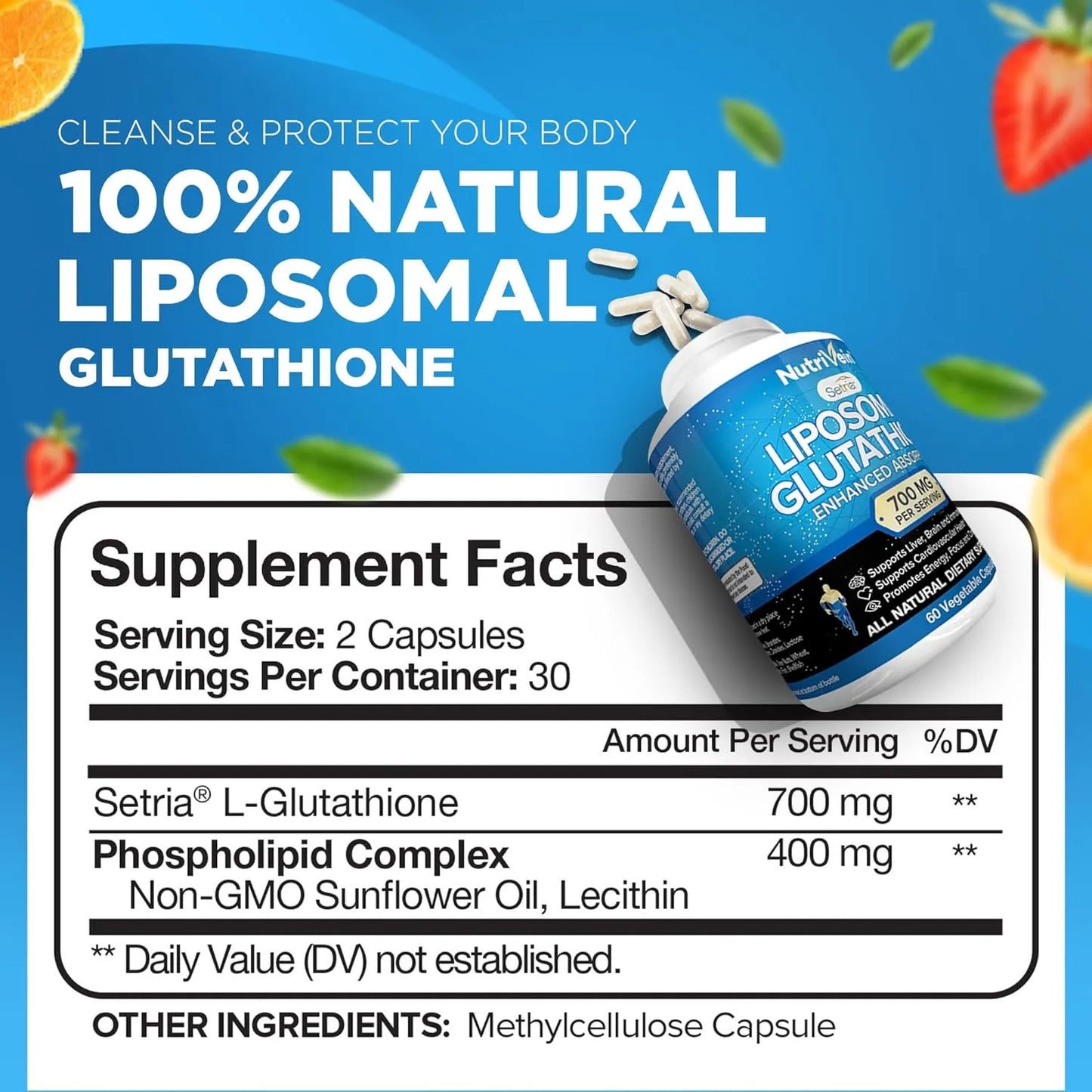 Nutrivein Glutatión Liposomal 700 Mg Antioxidante Maestro 60 Caps