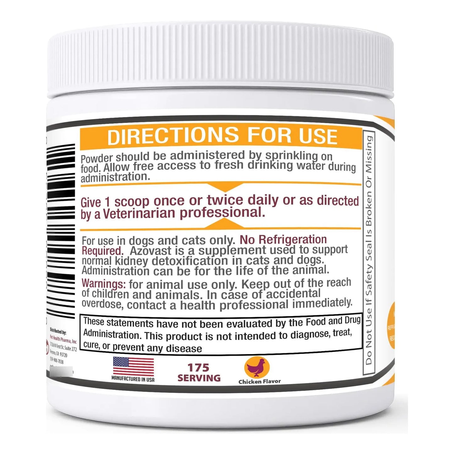 Azovast Powder Suplemento Renal Para Perros Y Gatos 4 Onzas Sabor Pollo