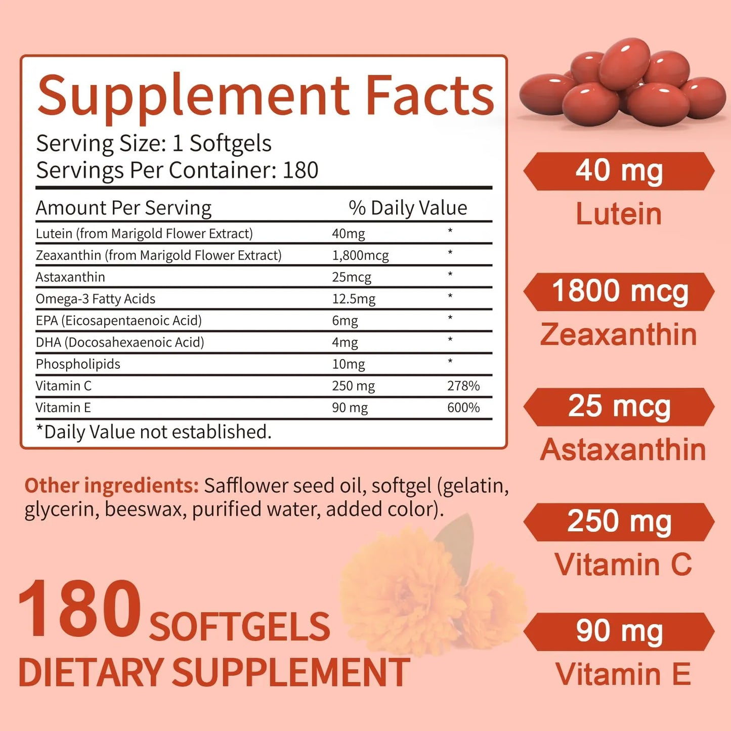 Cápsulas Blandas Luteína Zeaxantina Omega 3 Vitaminas C E Mejora Visión