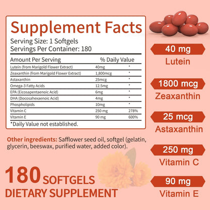 Cápsulas Blandas Luteína Zeaxantina Omega 3 Vitaminas C E Mejora Visión
