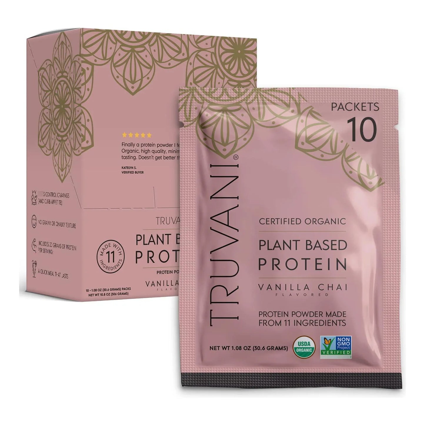Proteína Vegana De Guisante En Polvo Sabor Vainilla Chai 20g Orgánica Keto Sin Gluten