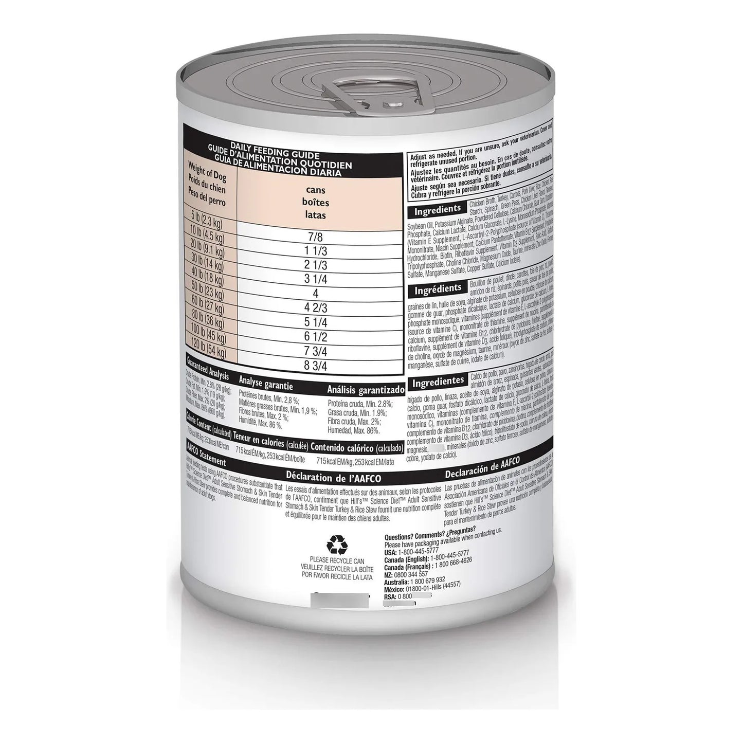 Hill's Science Diet Comida Humeda Perros Adultos Pavo Arroz 12 Latas 12.5 Onzas