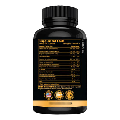 Suplemento Tiroideo Natural Con Ashwagandha Yodo Selenio Magnesio Zinc Y B12 60 Capsulas