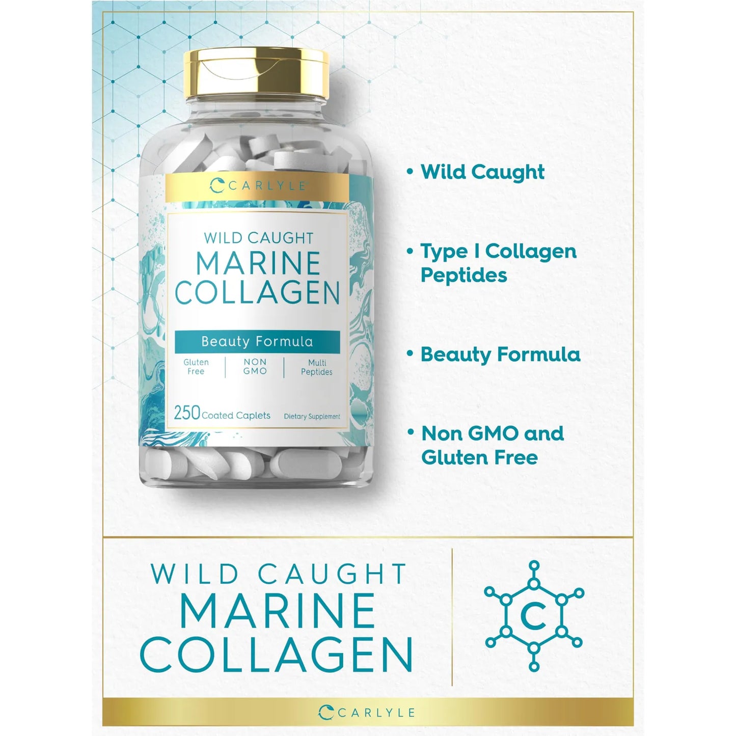 Pastillas De Colageno Marino 250 Capsulas Peptidos Naturales Piel Radiante