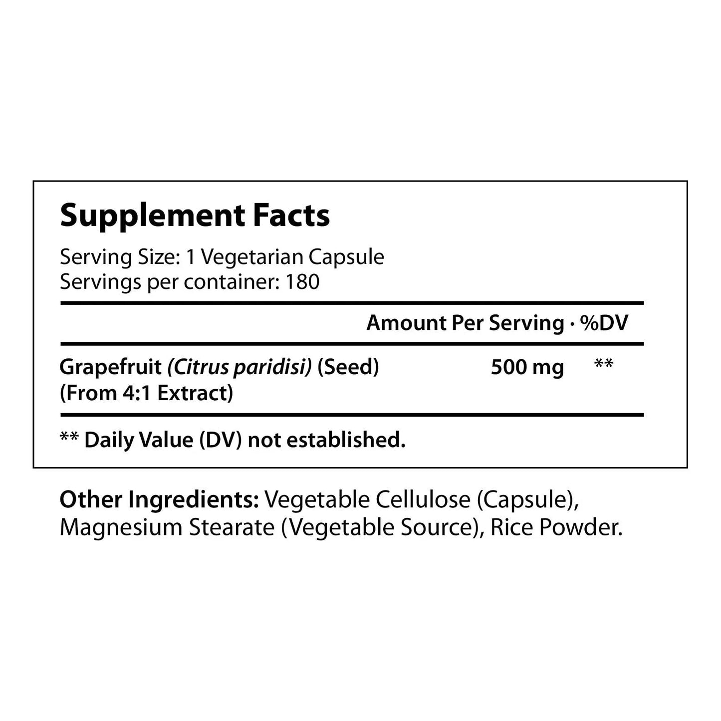 Extracto De Semilla De Pomelo 500 Mg 180 Cápsulas Veganas Potente Antioxidante Y Refuerzo Inmune