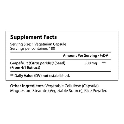 Extracto De Semilla De Pomelo 500 Mg 180 Cápsulas Veganas Potente Antioxidante Y Refuerzo Inmune