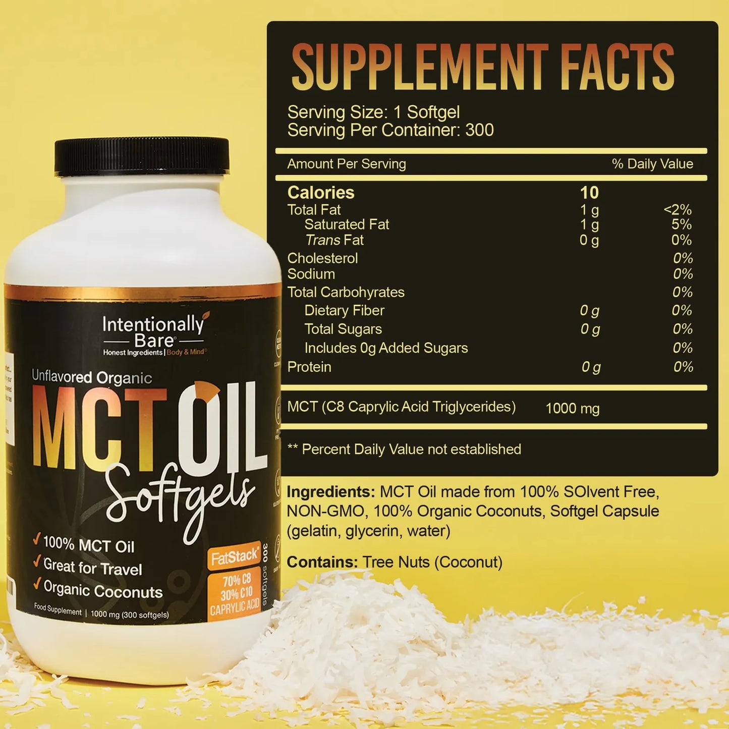 Cápsulas Aceite Mct Orgánico 70 C8 30 C10 Sabor Neutral Energía Enfoque Keto