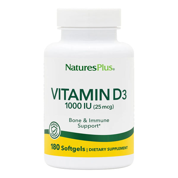 Vitamina D3 1000 Ui 180 Capsulas Blandas Natures Plus Huesos Fuertes Sistema Inmune