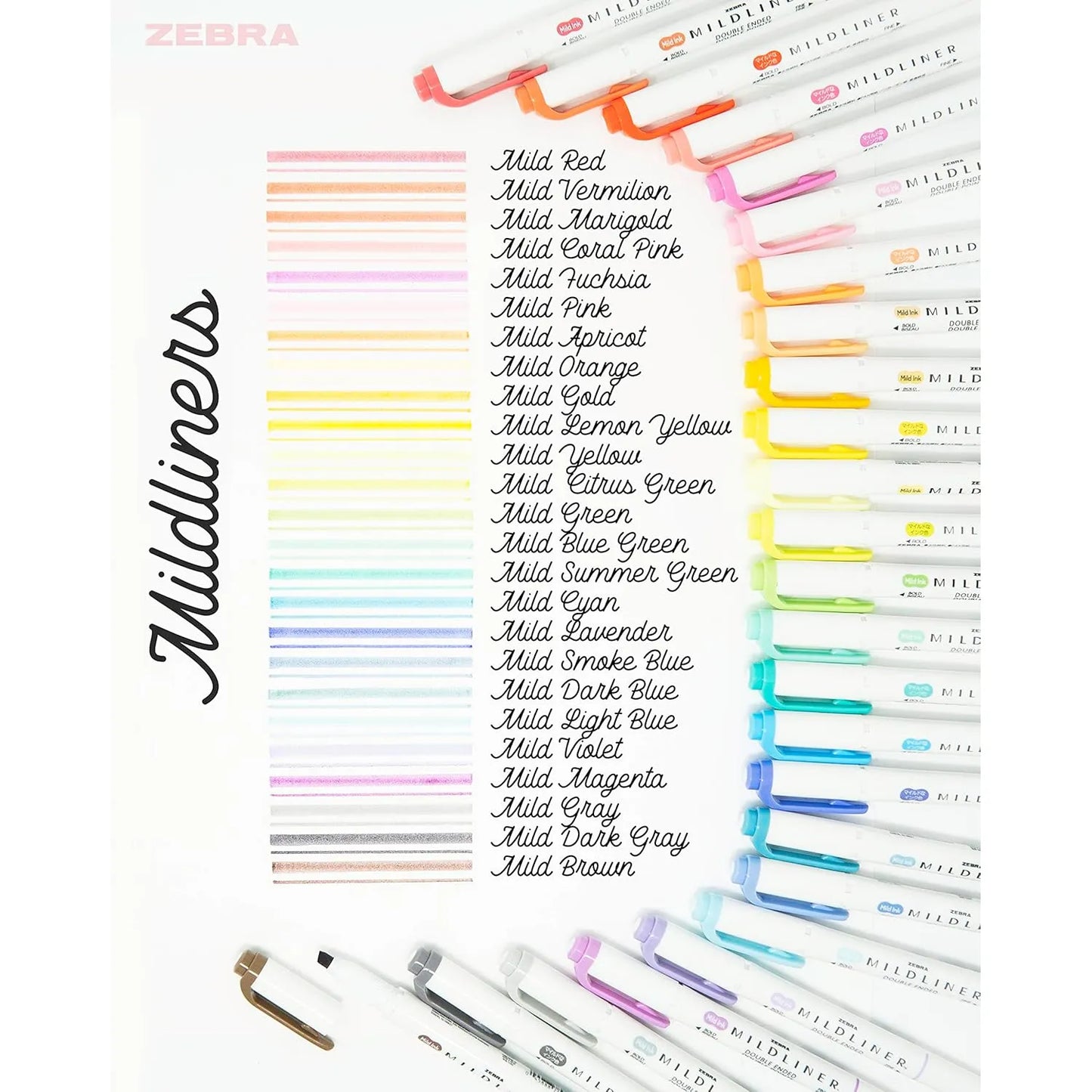 Rotuladores Mildliner Zebra Pen Surtido 25 Unidades Punta Doble Colores Vibrantes