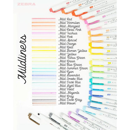 Rotuladores Mildliner Zebra Pen Surtido 25 Unidades Punta Doble Colores Vibrantes