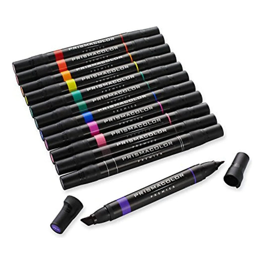 Marcadores Prismacolor 3620 Doble Punta 12 Colores Profesionales