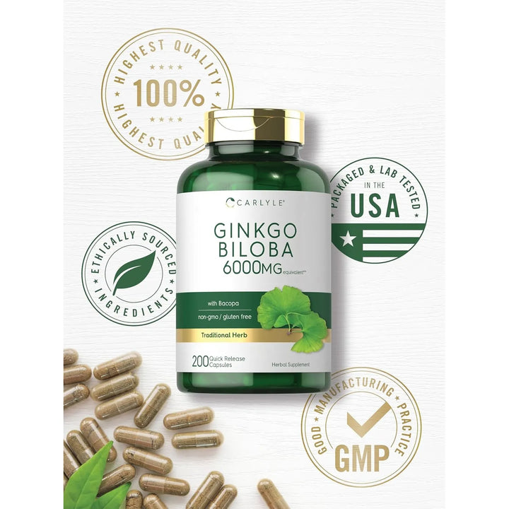 Cápsulas De Ginkgo Biloba Con Bacopa Carlyle 200 Unidades - Imagen 4