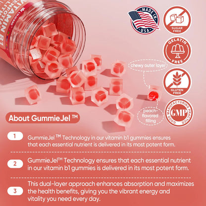 Gomitas Vitamina B1 Benfotiamina 300 Mg Allitiamina 50 Mg Tiamina 100 Mg Complejo B