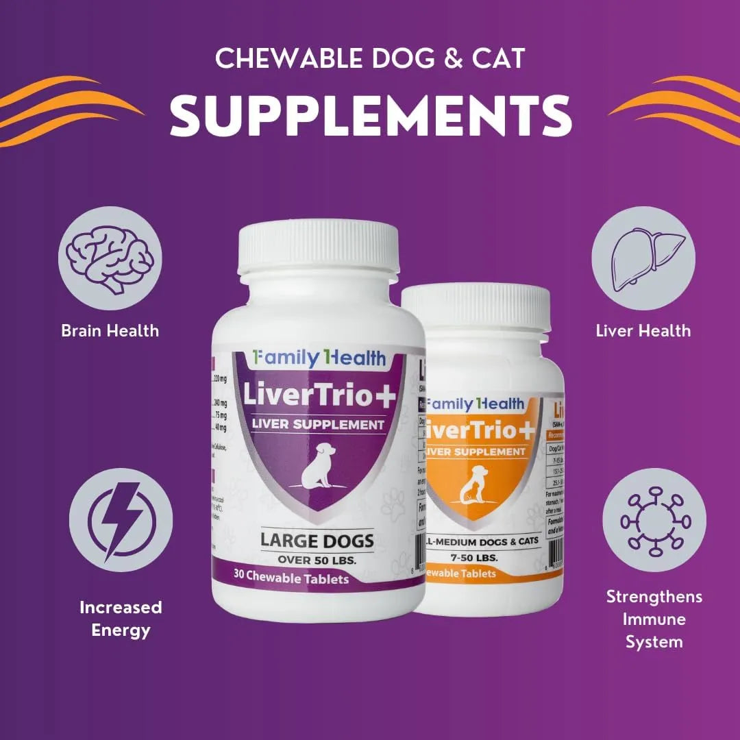 Tabletas Masticables Apoyo Hepático Perros Pequeños Medianos LiverTrio Plus