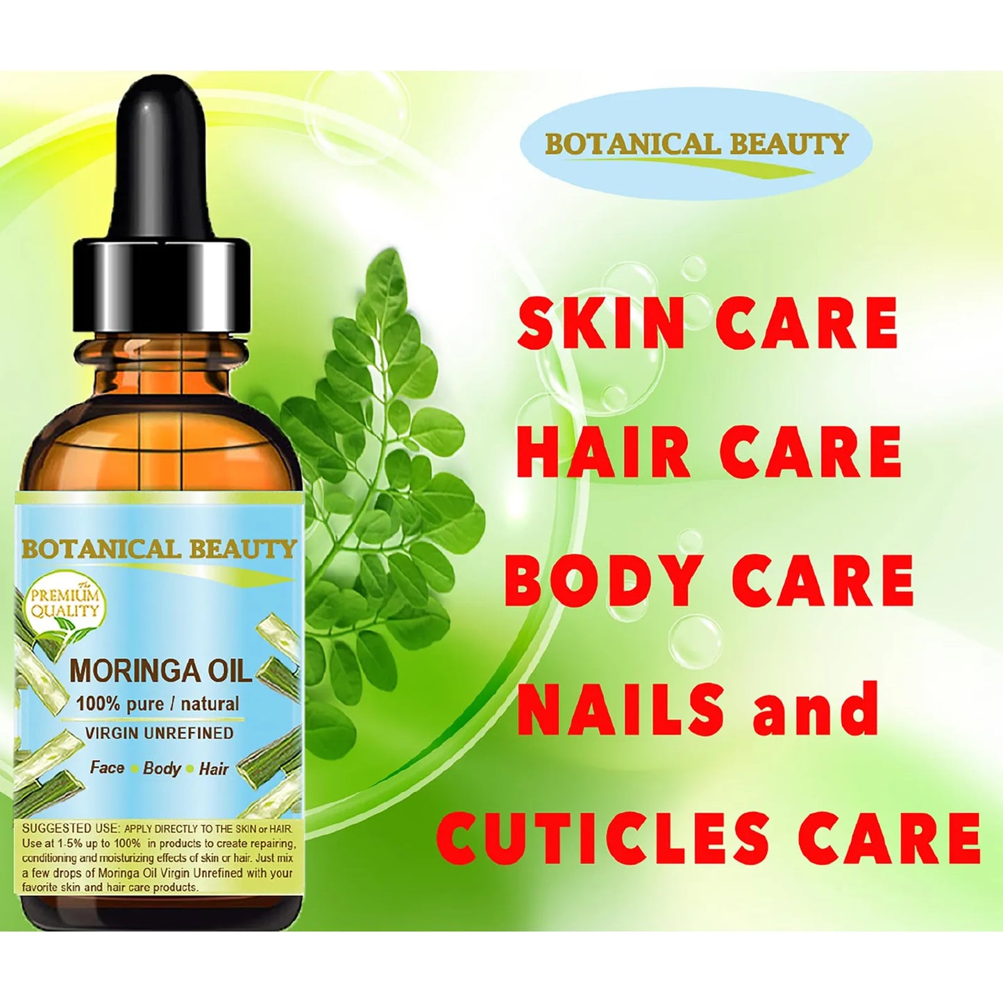 Aceite Puro De Moringa Virgen Natural 15 Ml Para Piel Y Cabello 100 Natural