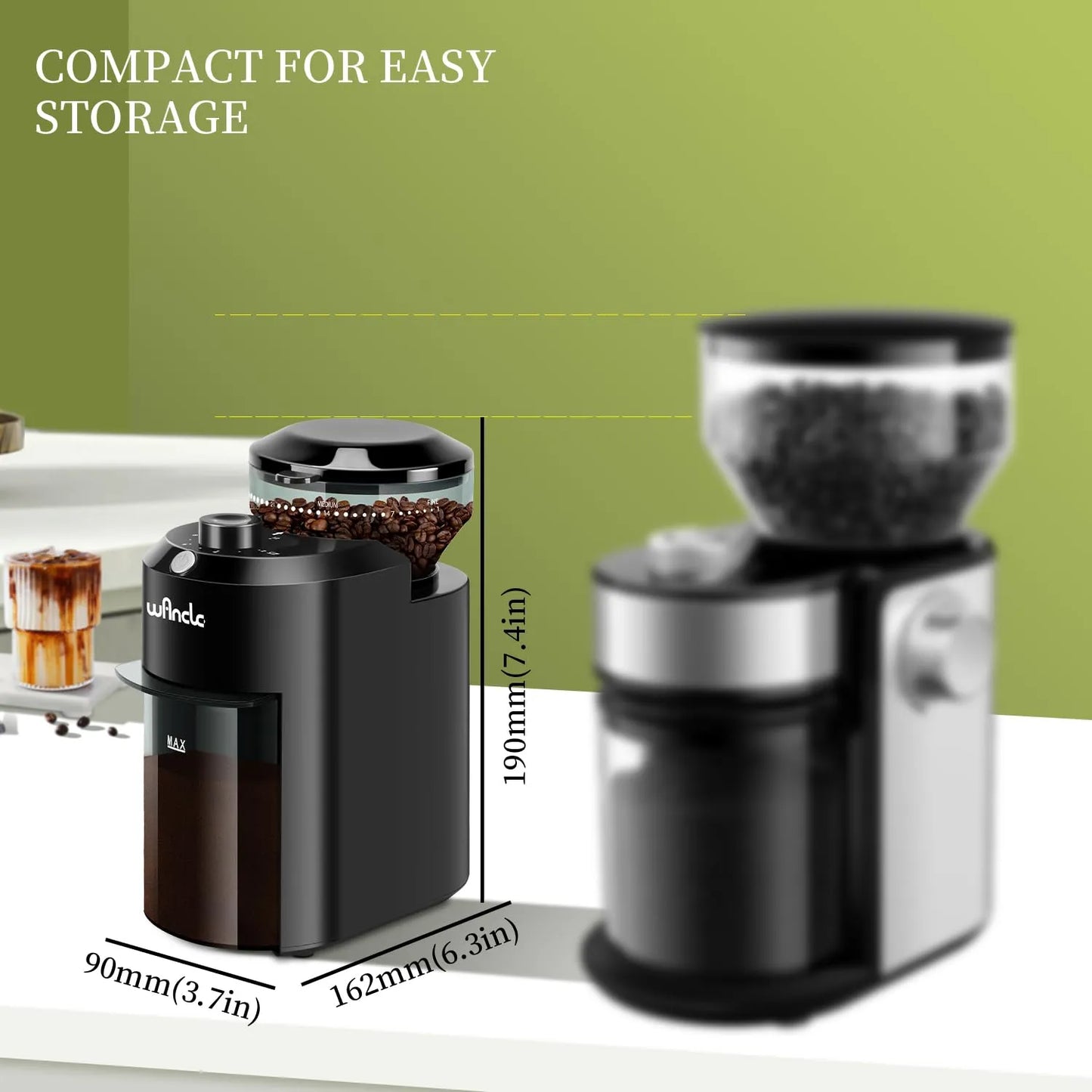Molinillo Electrico De Cafe Ajustable 28 Niveles Molienda 12 Tazas Negro