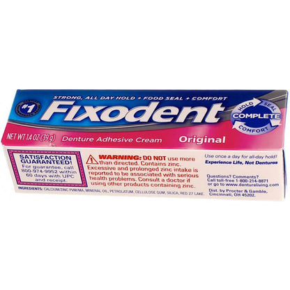 Crema Adhesiva Para Dentaduras Fixodent Sujeción Fuerte Y Duradera Paquete De 6 Unidades