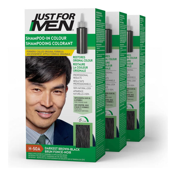 Champú Para Hombres Con Queratina Y Vitamina E Color Marrón Oscuro Negro Pack De 3