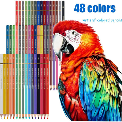 Juego De Lapices De Dibujo 48 Colores Kit De Arte Estuche De Lona Ideal Para Adultos Y Principiantes