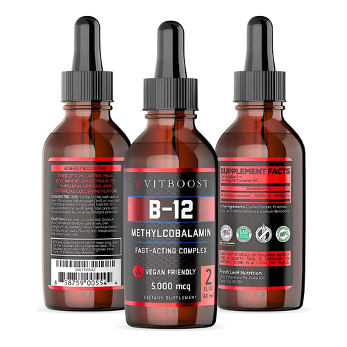 Vitboost Vegan Liquid B-12 60 Gotas 5000mcg Energía Sin Gluten - Imagen 1