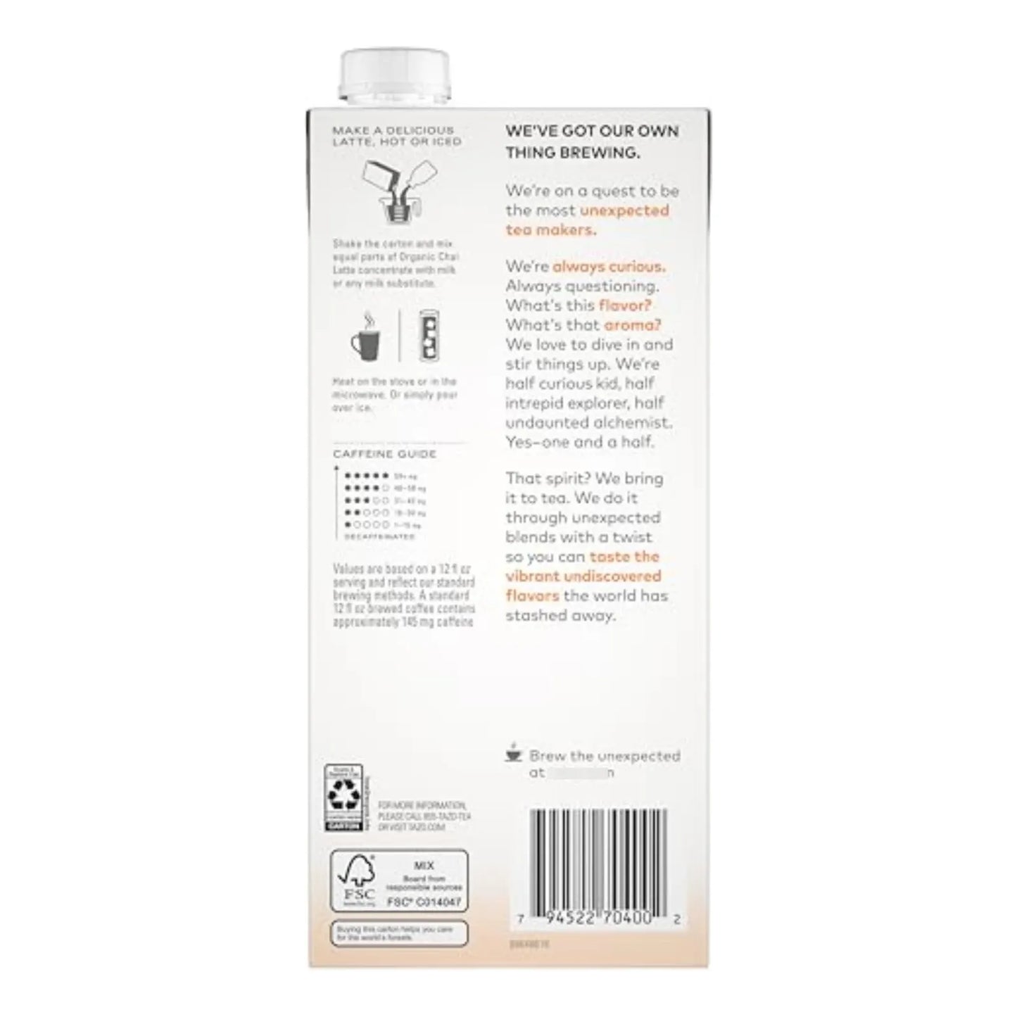 Concentrado Chai Orgánico 946 Ml Paquete Doble Sabores Audaces Y Energía Natural