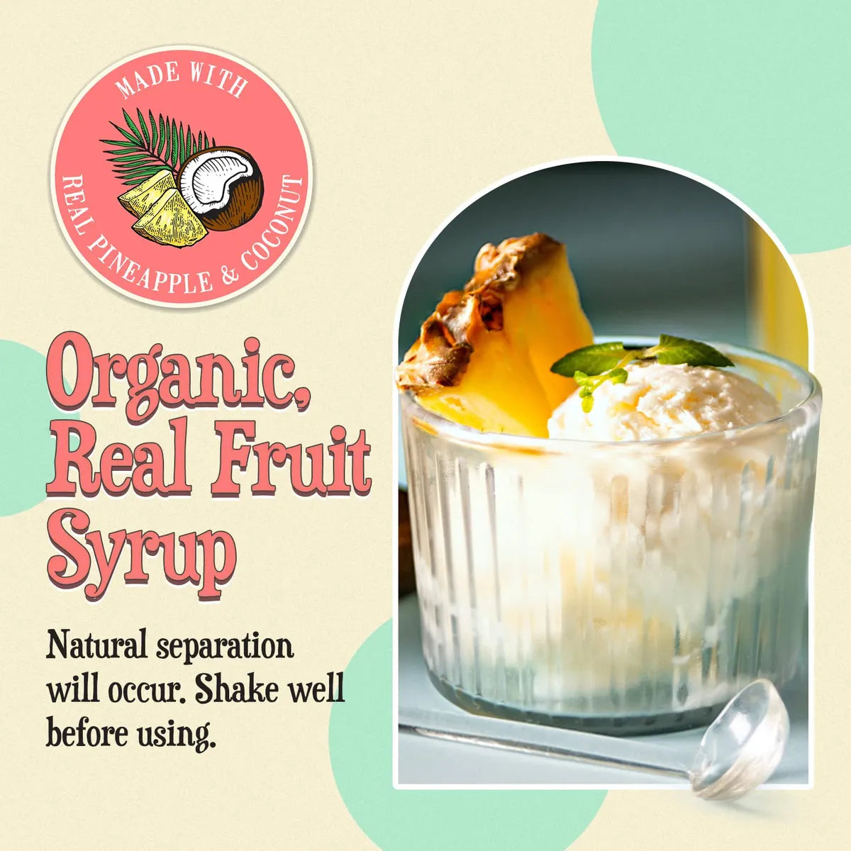 Jarabe Organico De Piña Colada 400 Ml Sabor Natural Para Bebidas