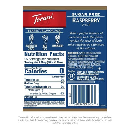 Jarabe Torani Sin Azúcar Frambuesa 750 Ml Paquete De 4 Sabor Intenso Sin Calorías