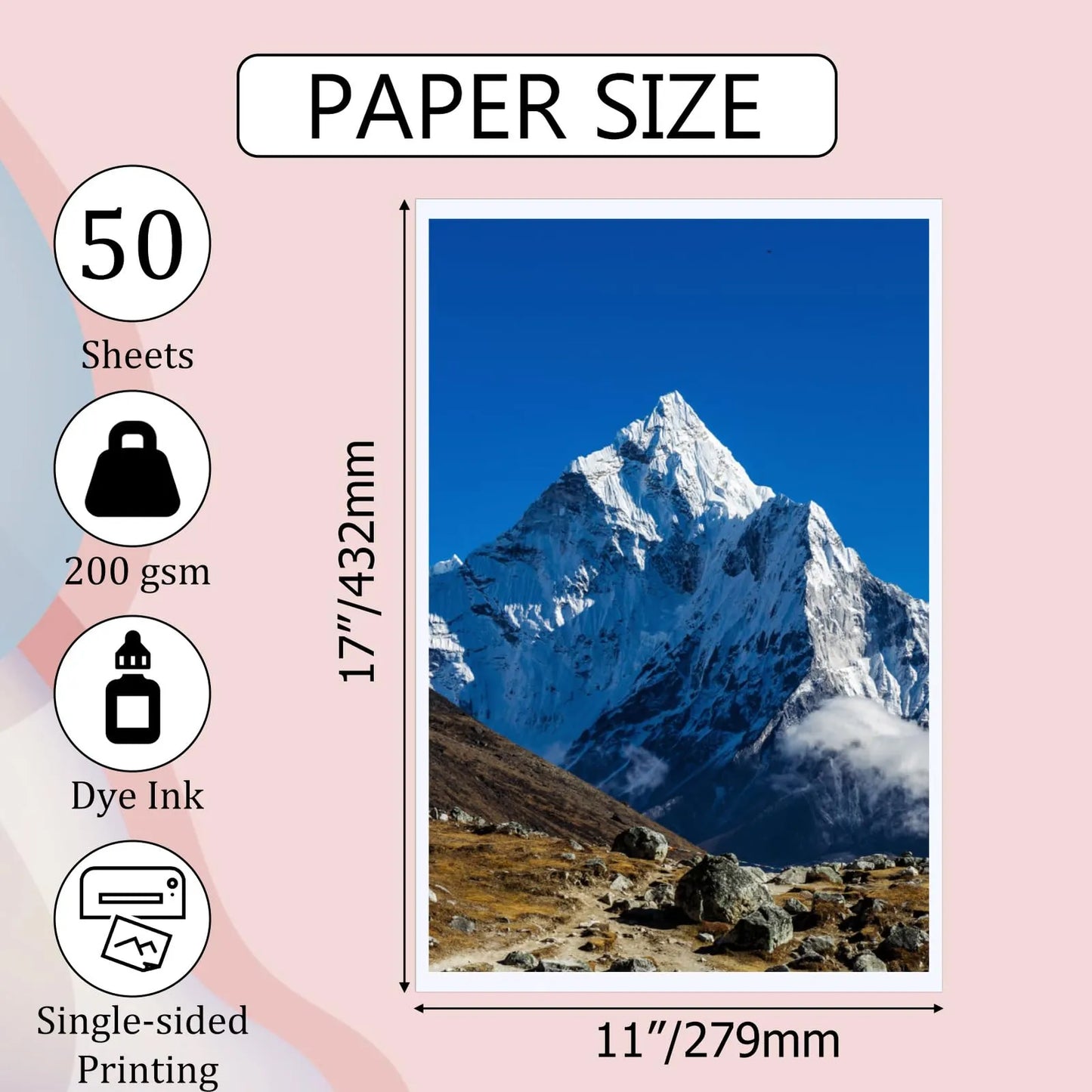 Papel Fotográfico Brillante 11x17 Pulgadas 50 Hojas Para Impresoras Inyección Tinta