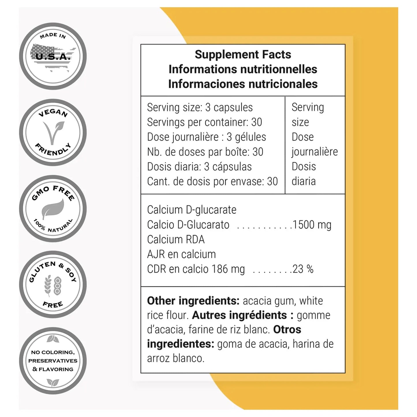 D Glucarato De Calcio 1500 Mg 90 Cápsulas Antioxidante Y Desintoxicante Natural