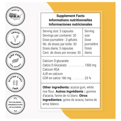 D Glucarato De Calcio 1500 Mg 90 Cápsulas Antioxidante Y Desintoxicante Natural
