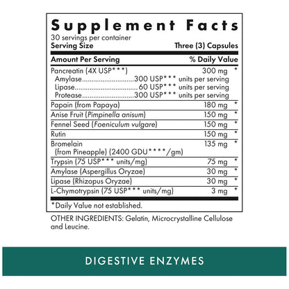 Enzimas Digestivas 90 Cápsulas Ayuda Digestión Proteínas Gra