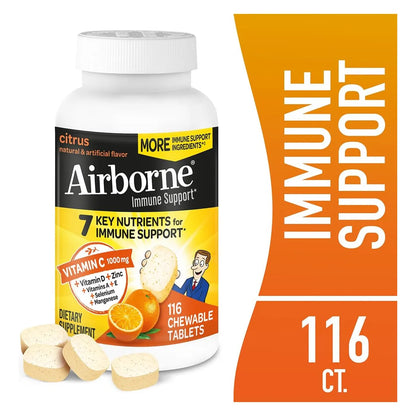 Tabletas Masticables Apoyo Inmunologico 1000 Mg Vitamina C Zinc Sabor Citrico