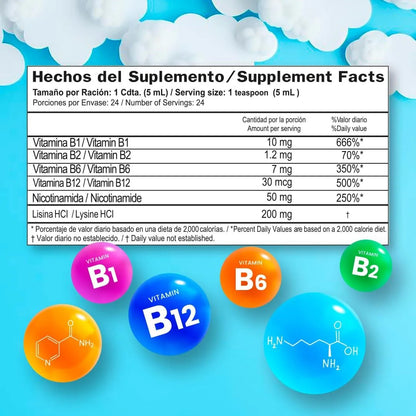 Jarabe De Vitamina B Para Niños 120Ml Gelnorex Suplemento Infantil