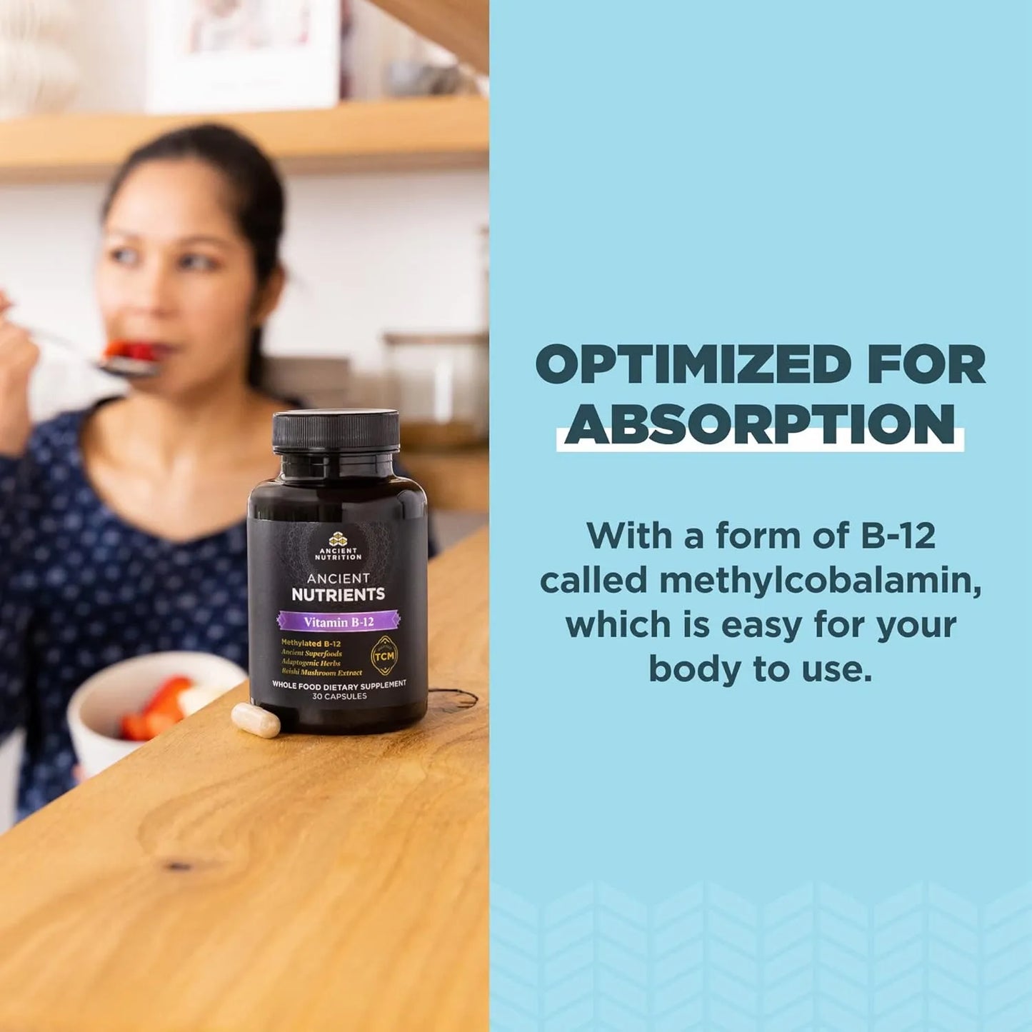 Vitamina B12 Con Hierbas Adaptogénicas Energía Metabolismo Y Salud Nerviosa 30 Cápsulas
