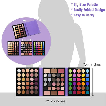 Paleta De Sombras Ucanbe 86 Colores Mate Brill Con Brochas Kit Maquillaje Profesional