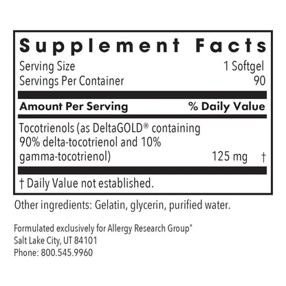 Tocotrienoles Delta Fraction 125 Mg Vitamina E Antioxidante Cardiaco 90 Caps