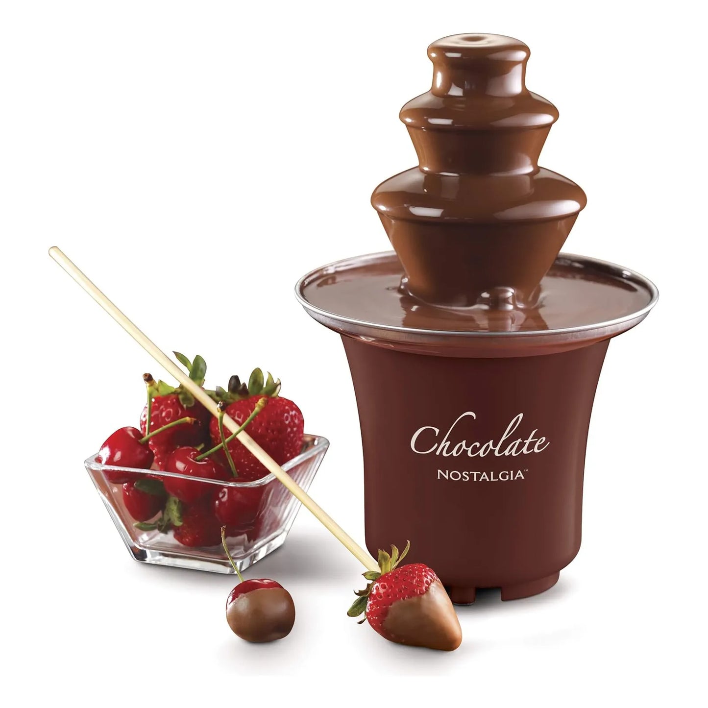 Fuente De Fondue Chocolate 3 Niveles Nostalgia 8 Oz Elegancia Y Diversión