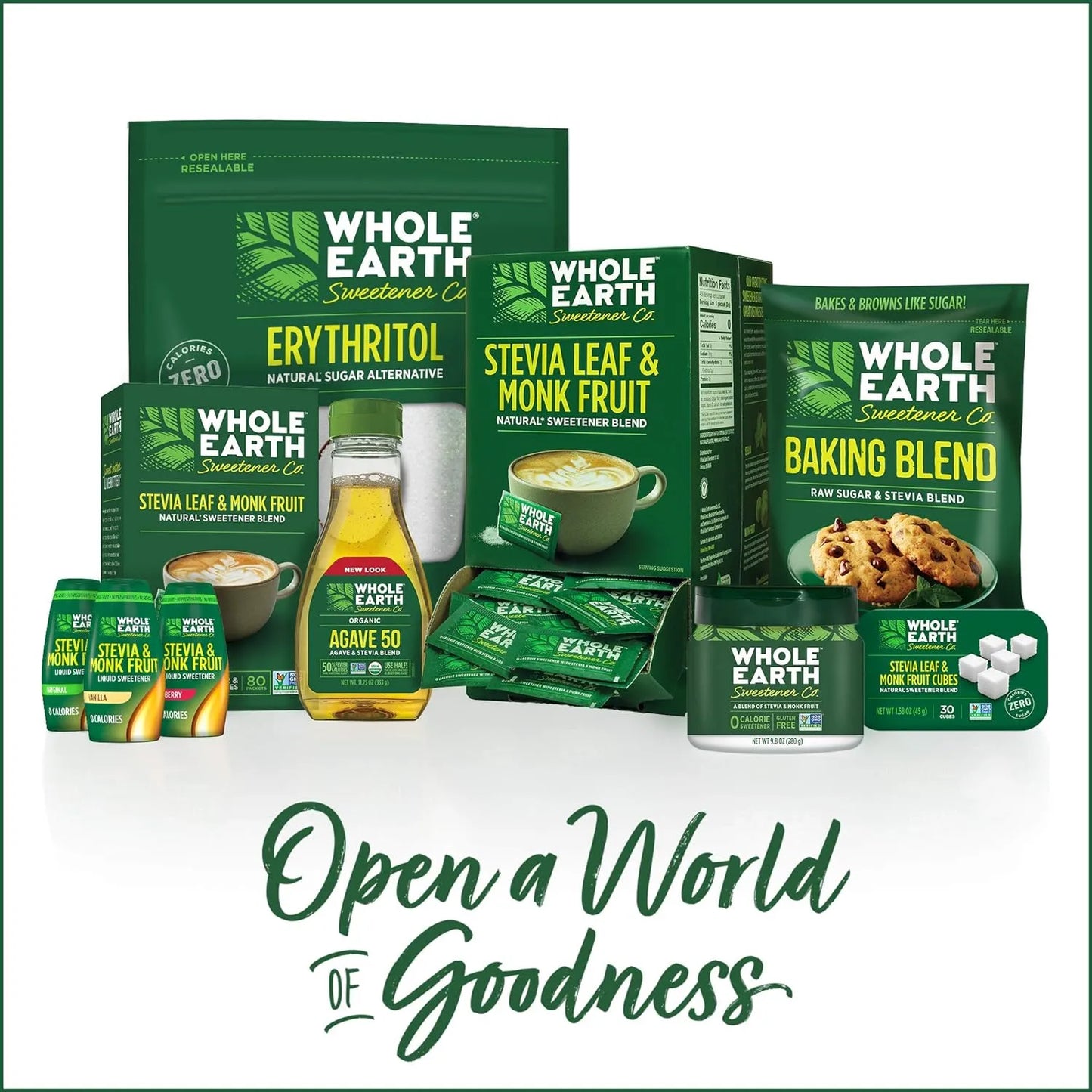 Edulcorante Natural Stevia Y Fruta De Monje Whole Earth 1000 Paquetes Cero Calorias